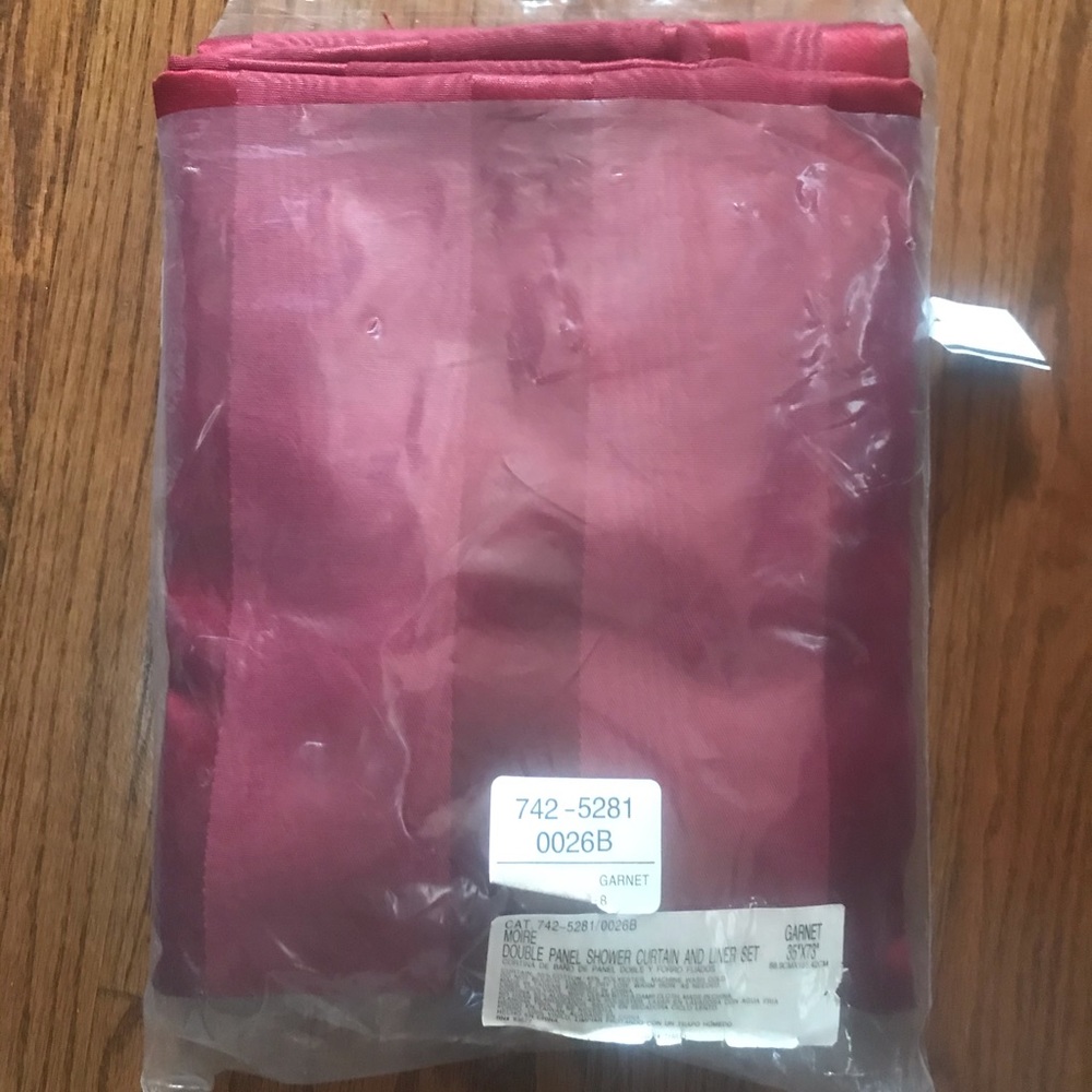 Shower curtain garnet red double panel with liner